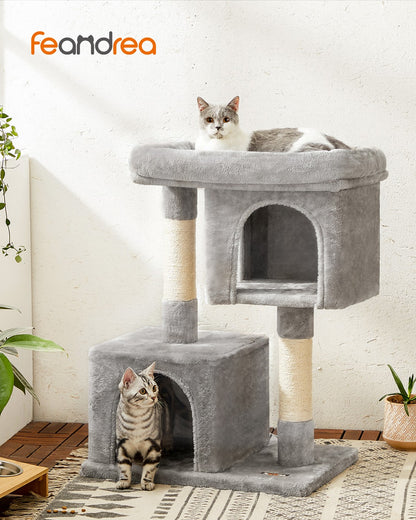 Cat Tree Tower 67 cm for Kittens up to 3 kg 2 Caves Light Grey - image 53