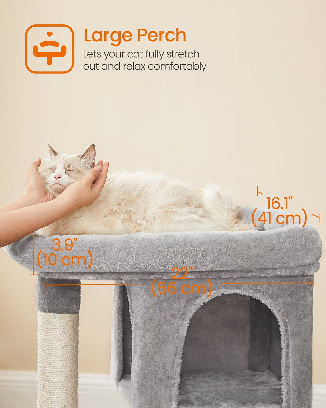 Cat Tree Tower 67 cm for Kittens up to 3 kg 2 Caves Light Grey - image 54