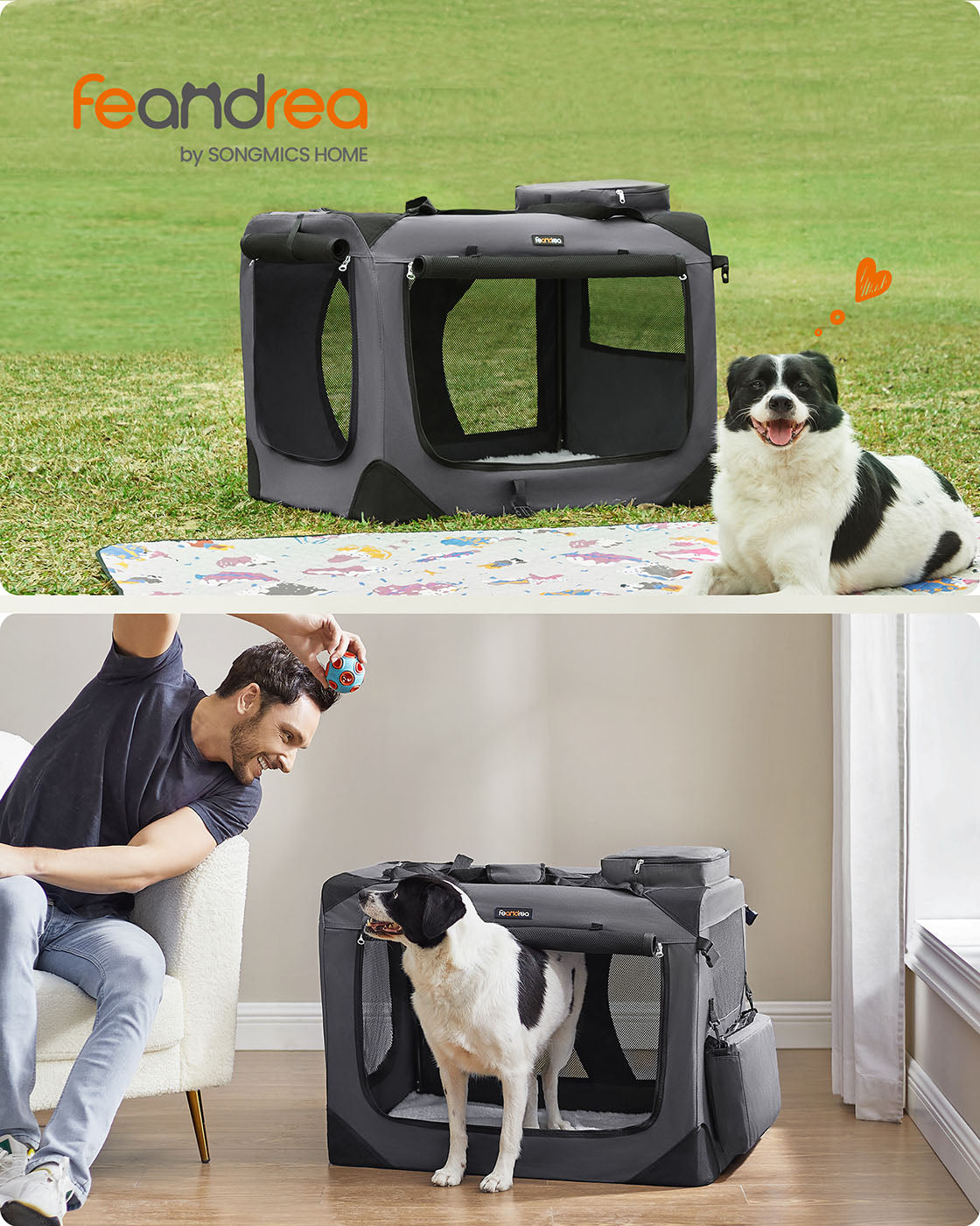 Pet Carrier 81 x 58 x 58 cm Grey - image 2