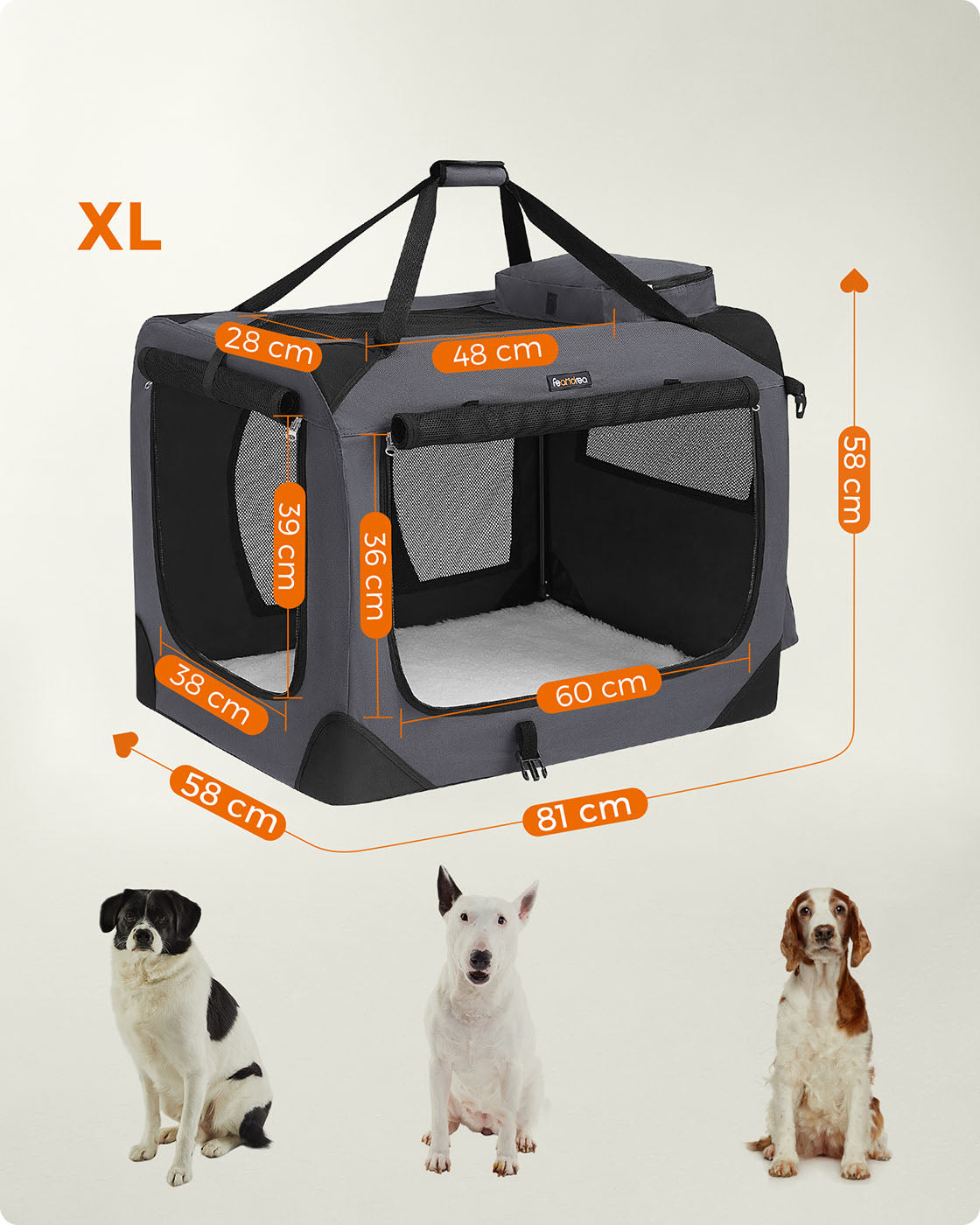 Pet Carrier 81 x 58 x 58 cm Grey - image 4