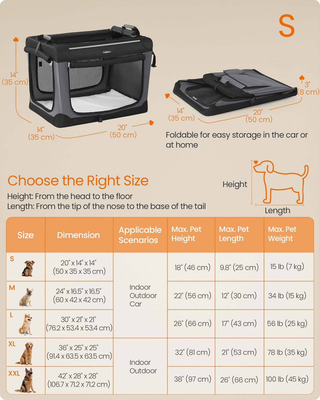 Collapsible Dog Crate 50 x 35 x 35 cm Ink Black - image 6
