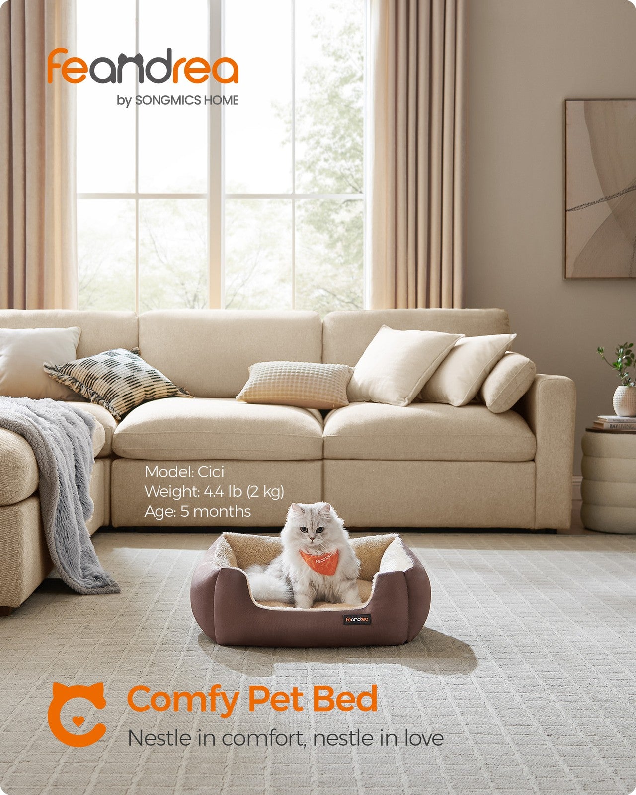 Washable Dog Bed S Coffee Brown - image 2