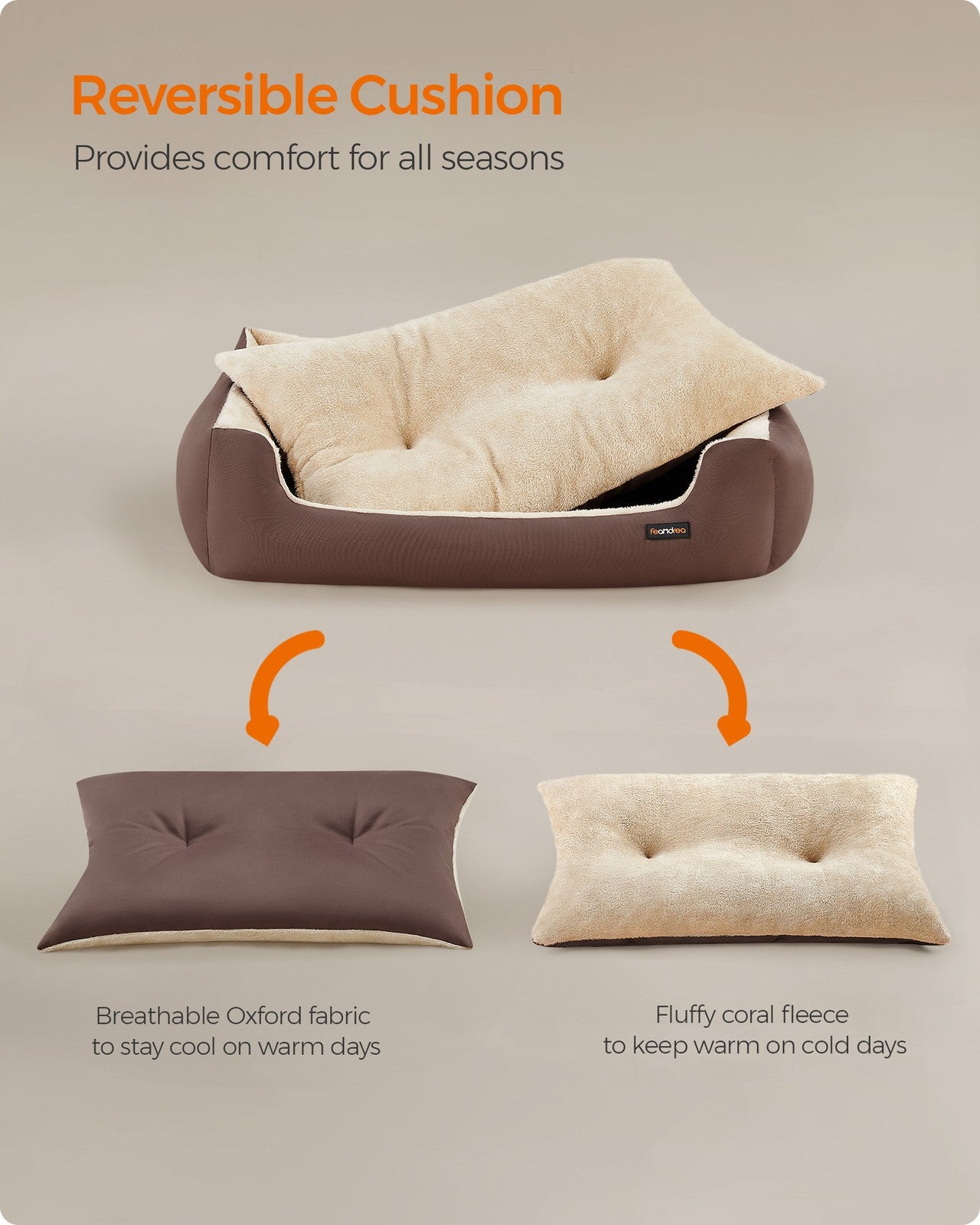 Washable Dog Bed S Coffee Brown - image 11