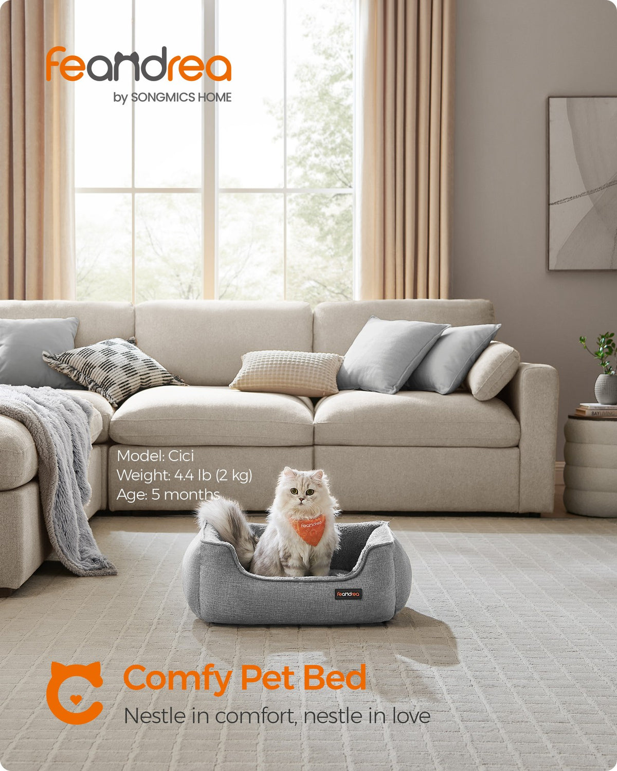Washable Dog Bed S Light Grey - image 2