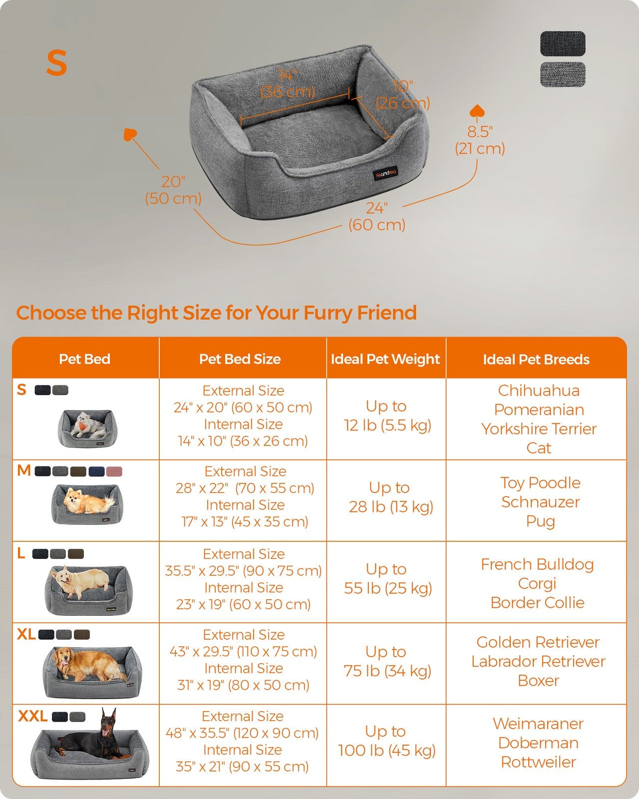 Washable Dog Bed S Light Grey - image 7