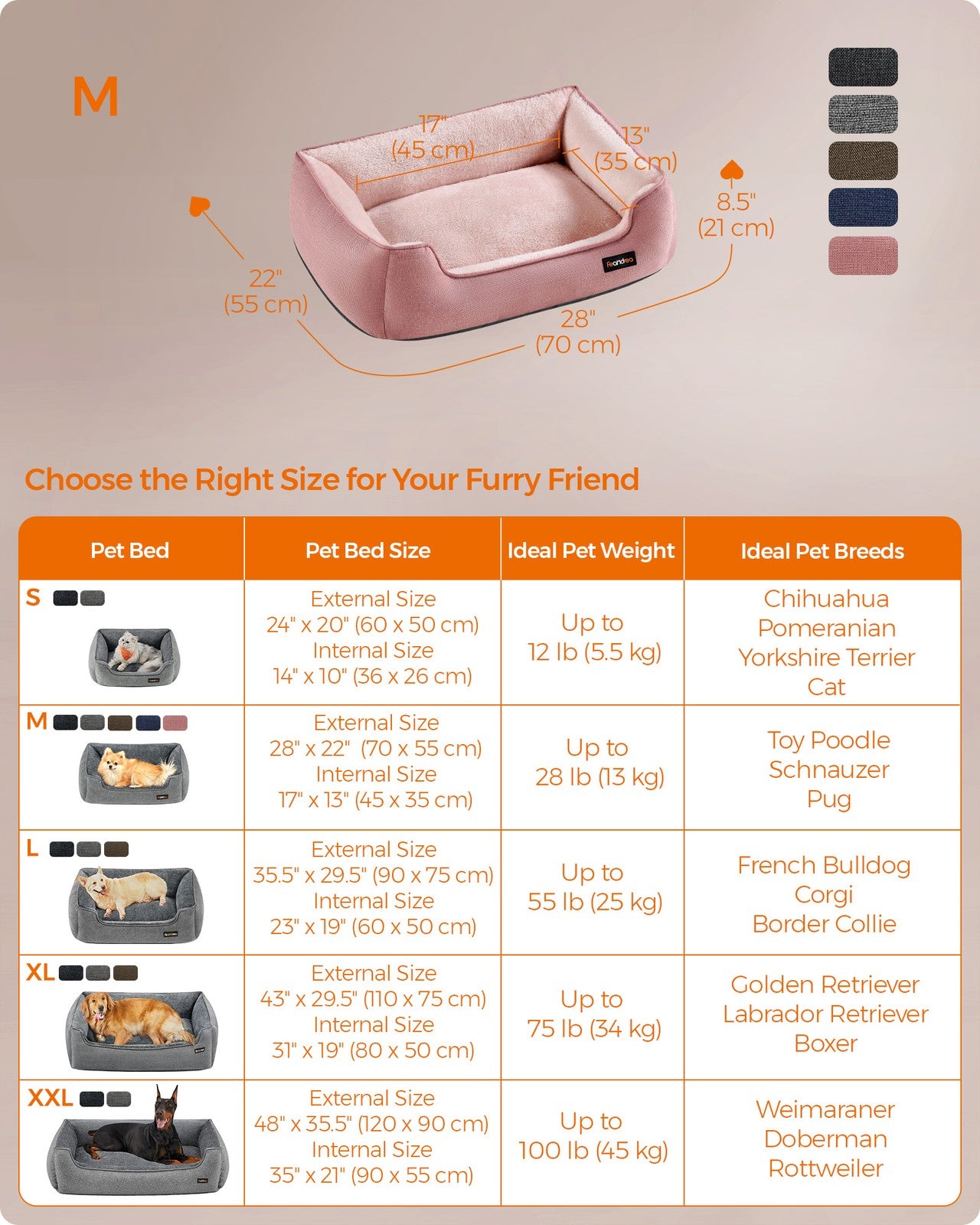 Washable Dog Bed S Coffee Brown - image 33