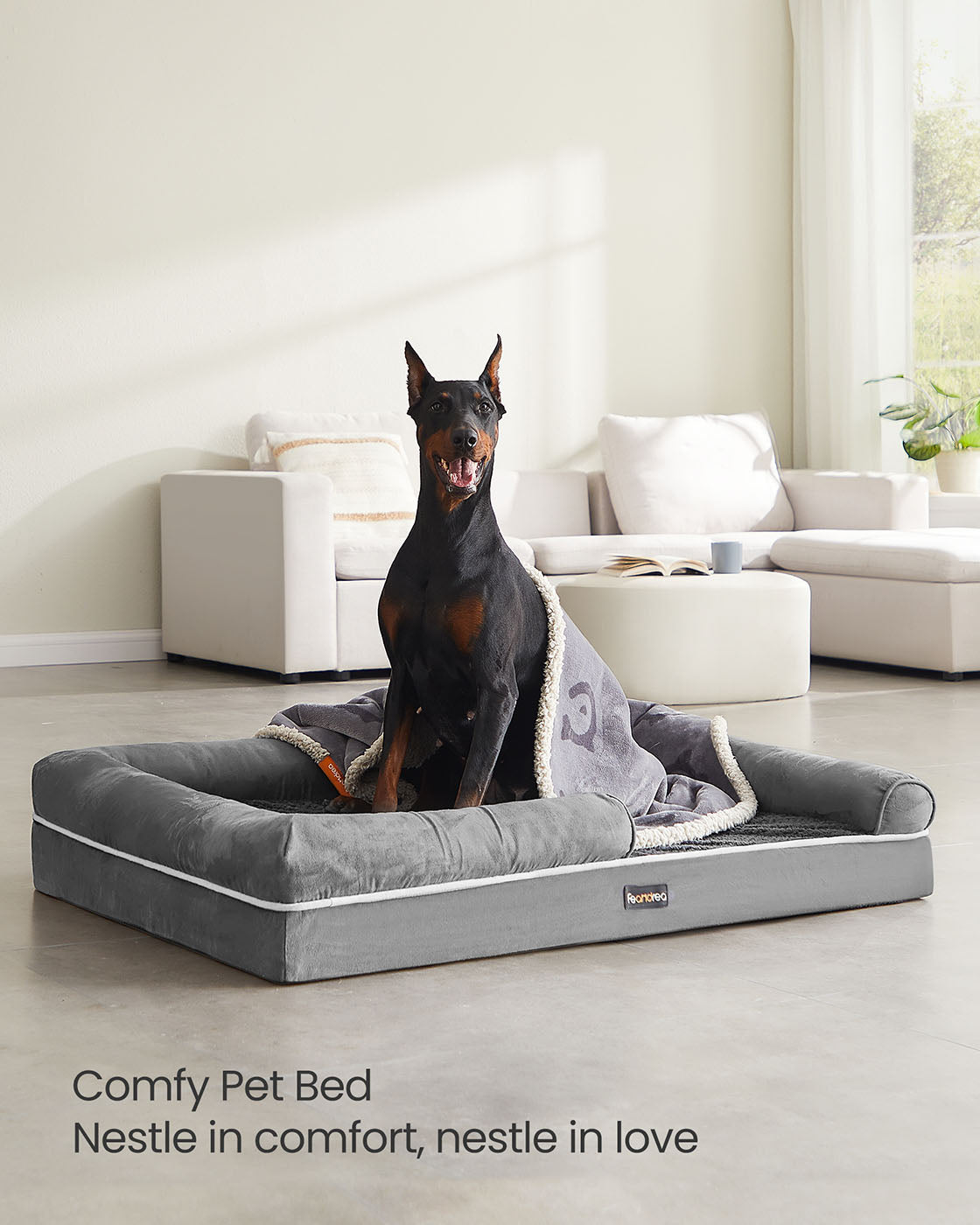 Orthopedic Dog Bed Light Grey - image 2