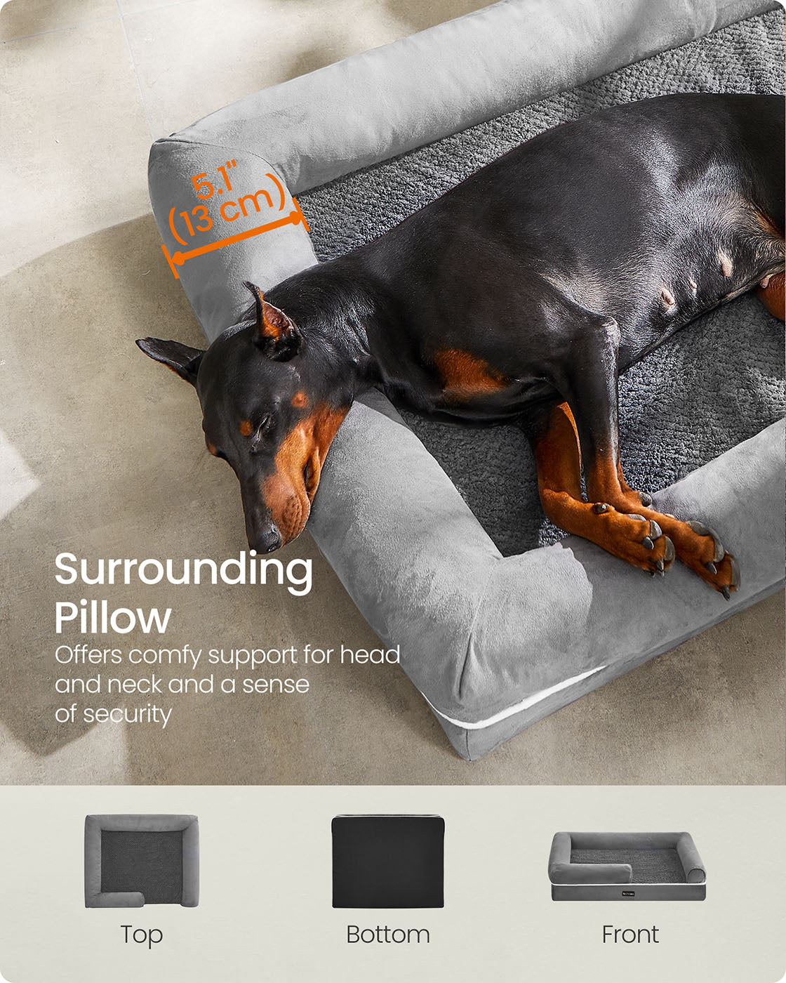 Orthopedic Dog Bed Light Grey - image 4