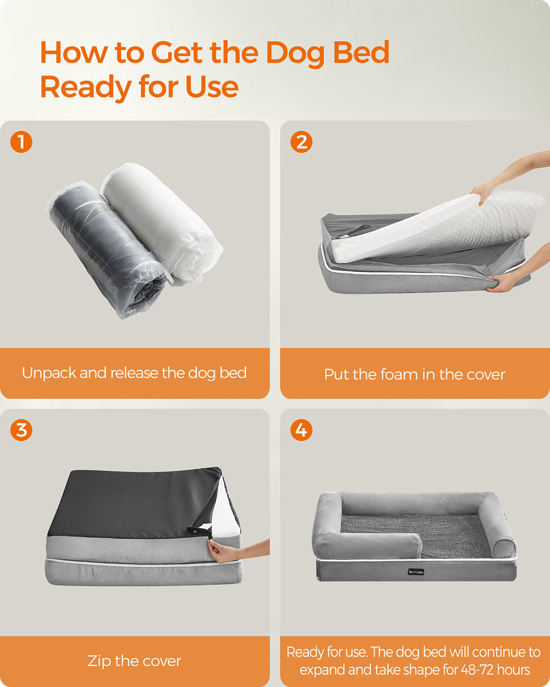 Orthopedic Dog Bed Light Grey - image 9