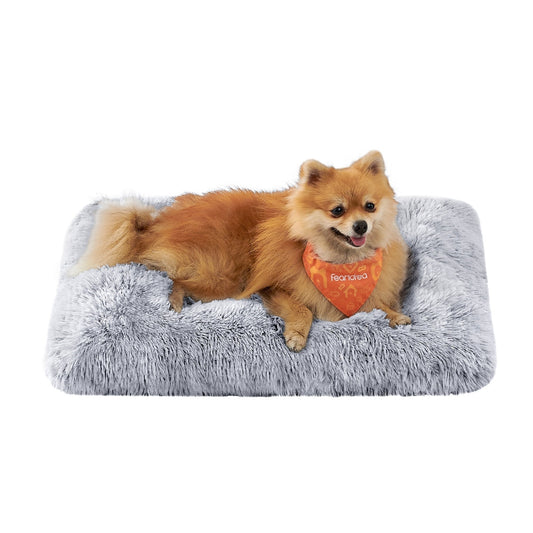65 x 45 cm Fluffy Dog Bed Grey Ombré - image 1