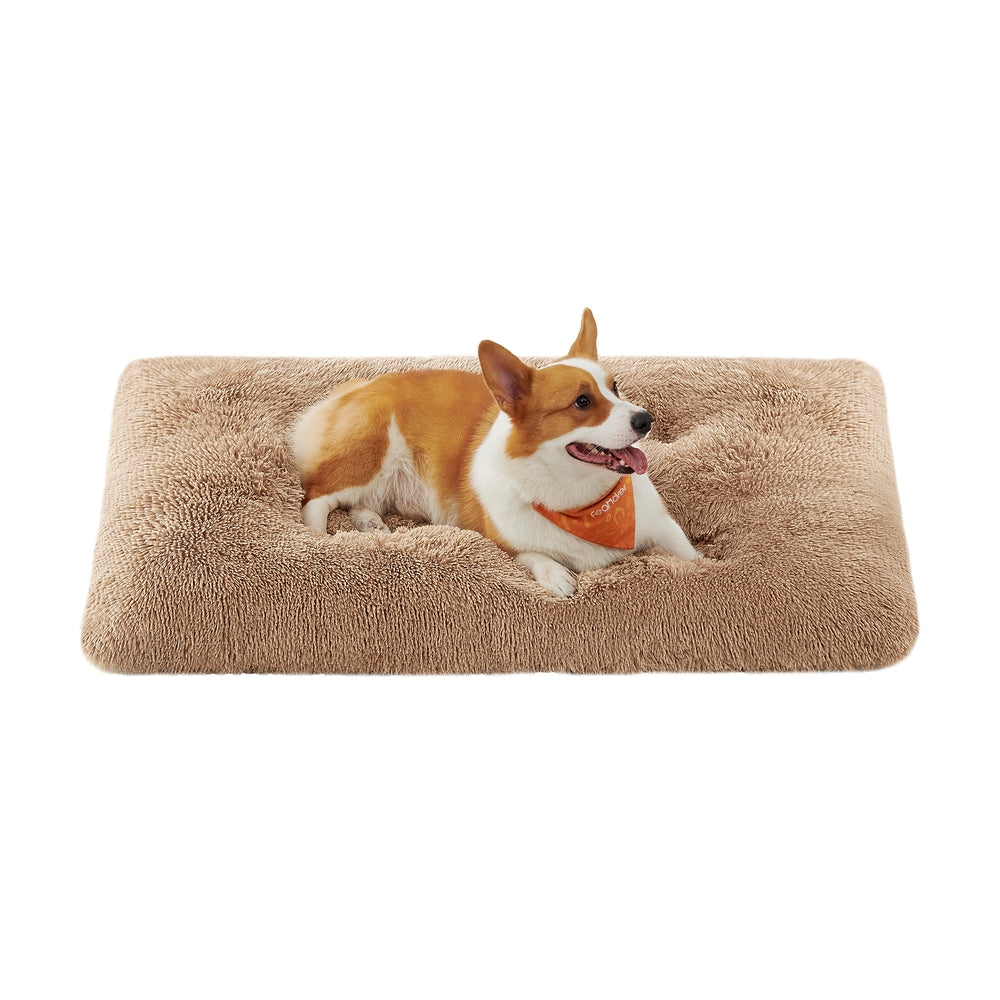 110 x 73 cm Fluffy Dog Bed Camel Brown - image 1