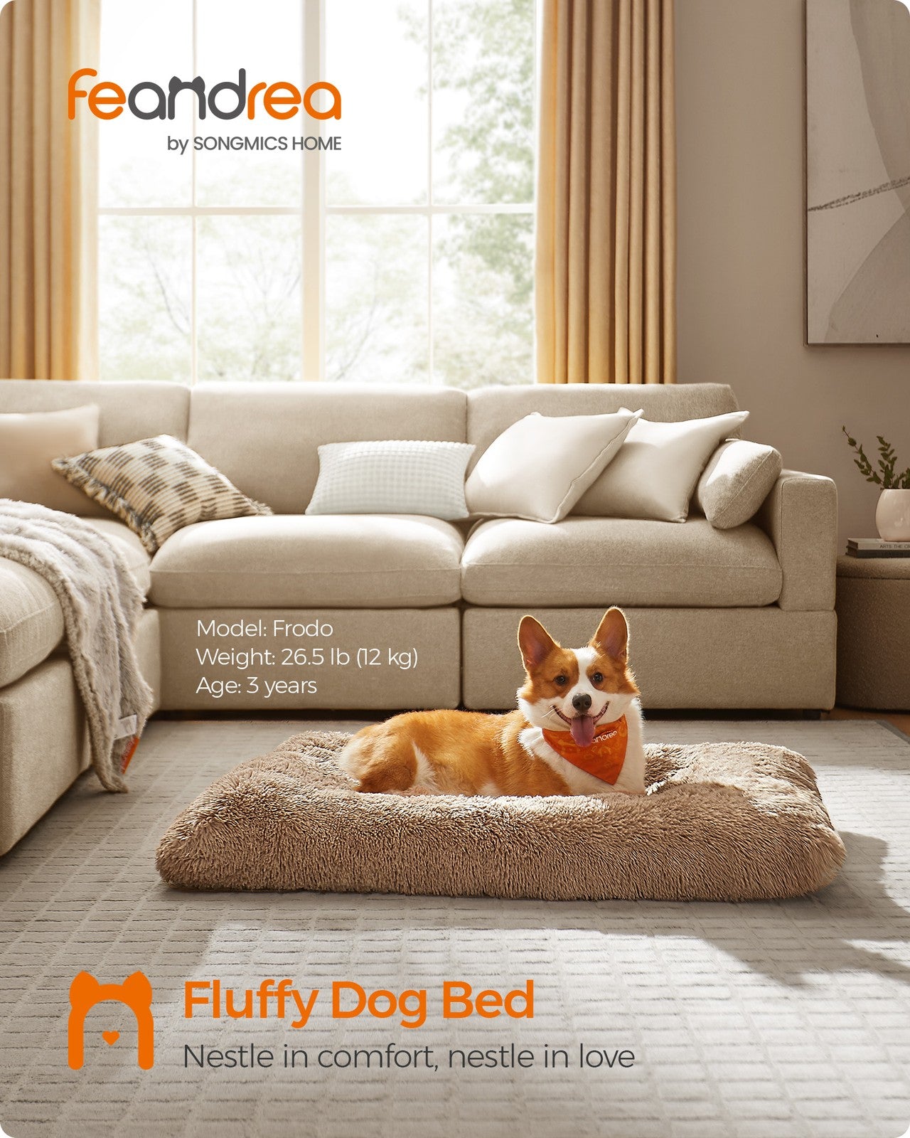 110 x 73 cm Fluffy Dog Bed Camel Brown - image 2