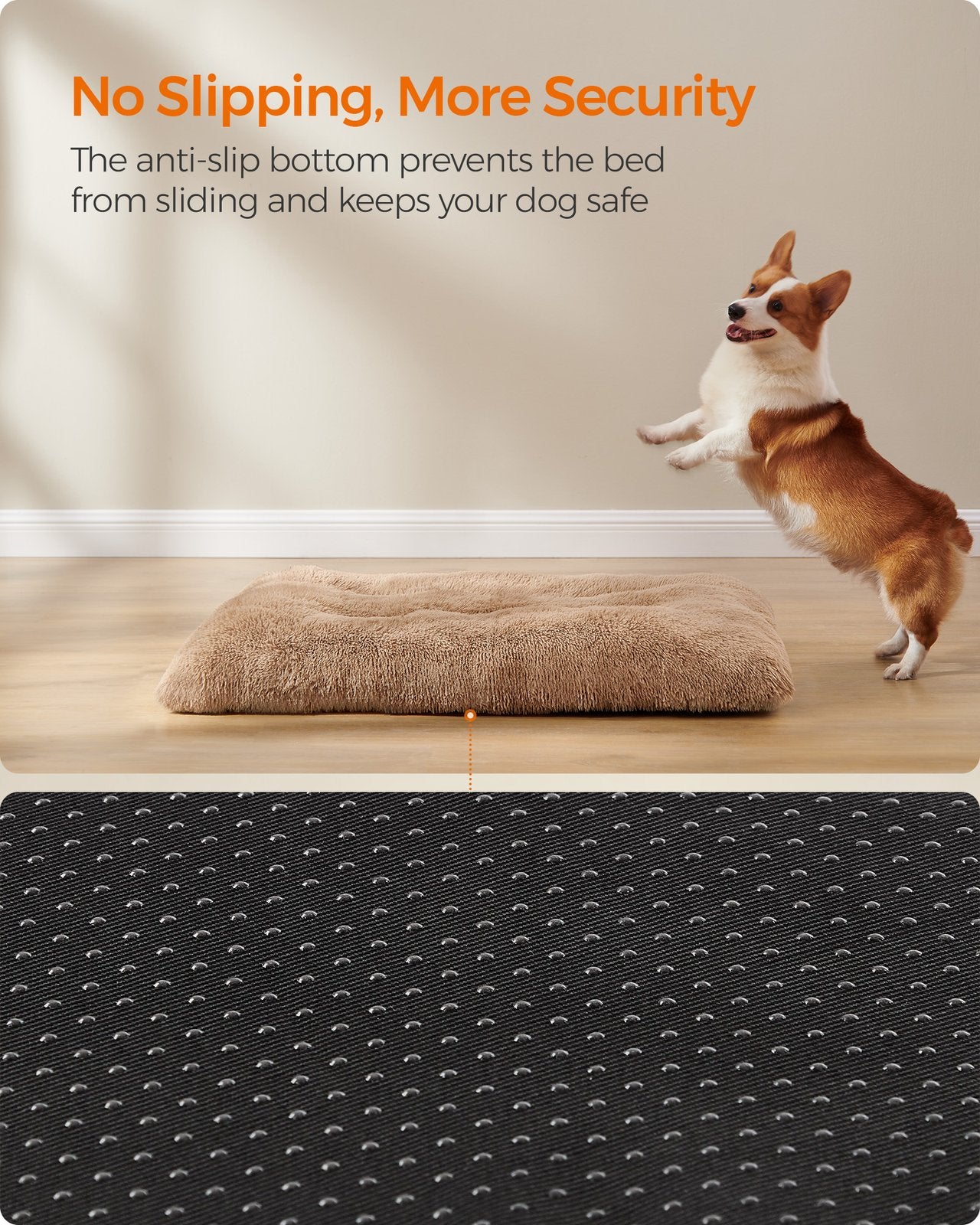 110 x 73 cm Fluffy Dog Bed Camel Brown - image 5