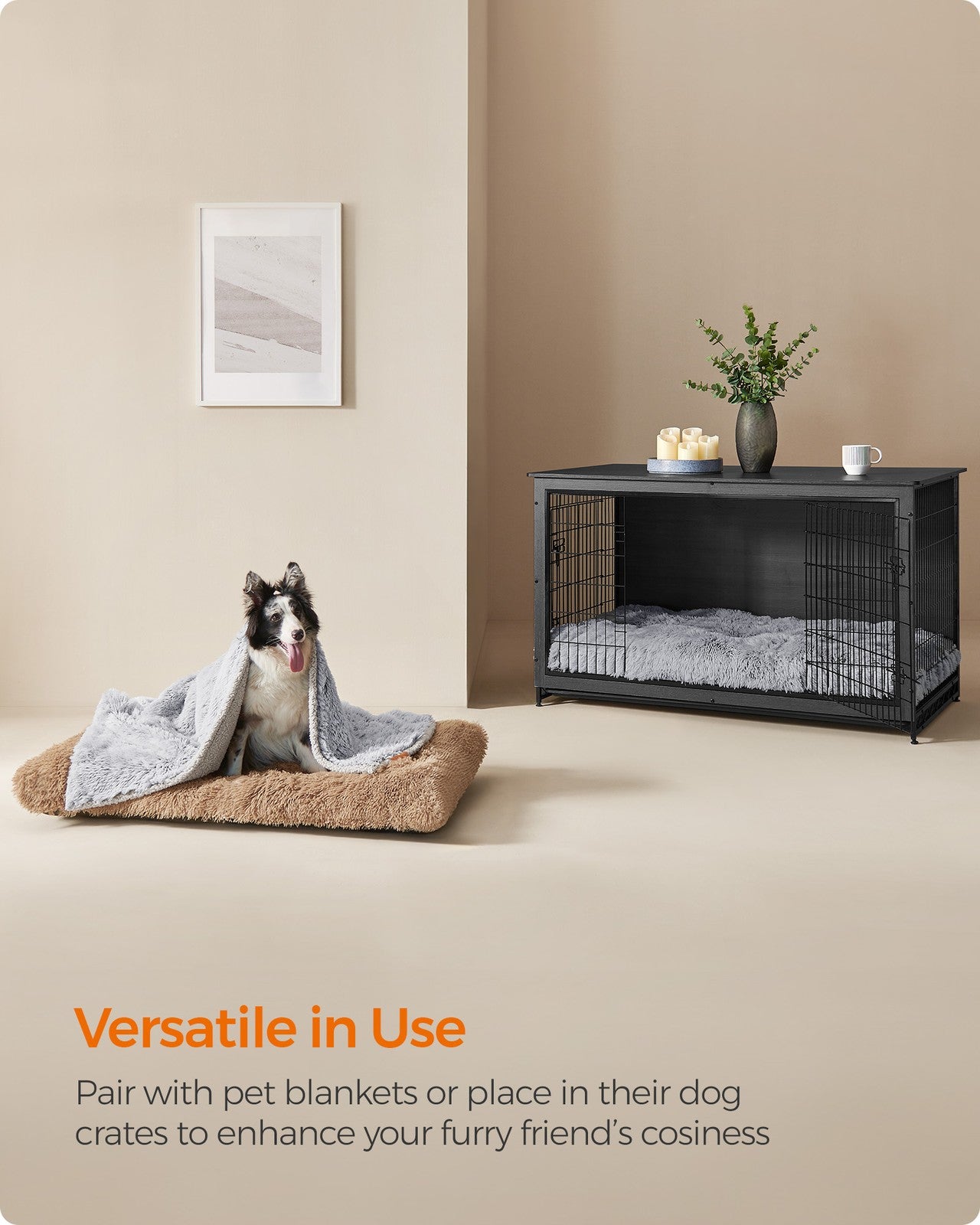 Large Fluffy Dog Bed Grey Ombré - image 5