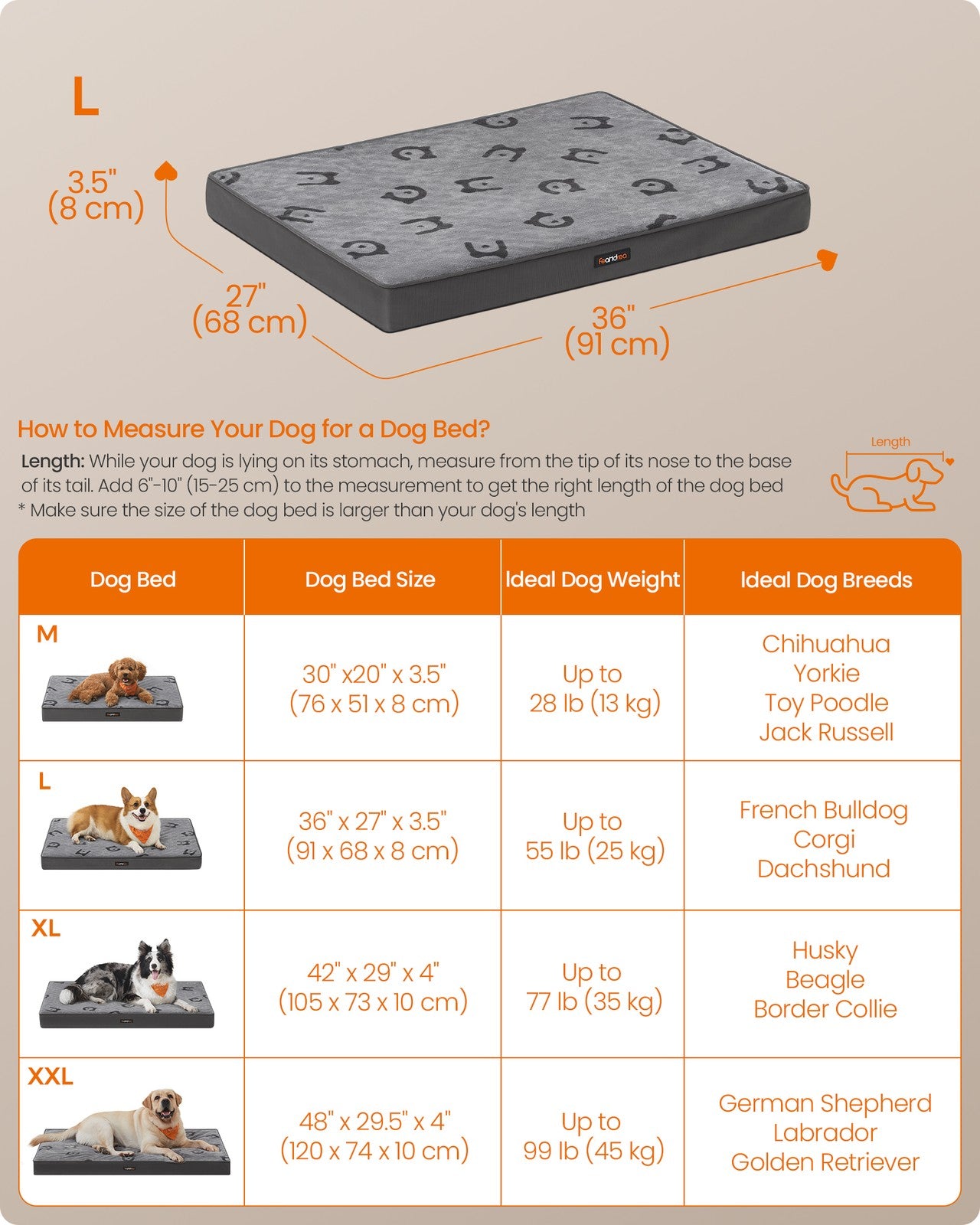 L Orthopedic Dog Bed for Dog Crate Dove Grey - image 7