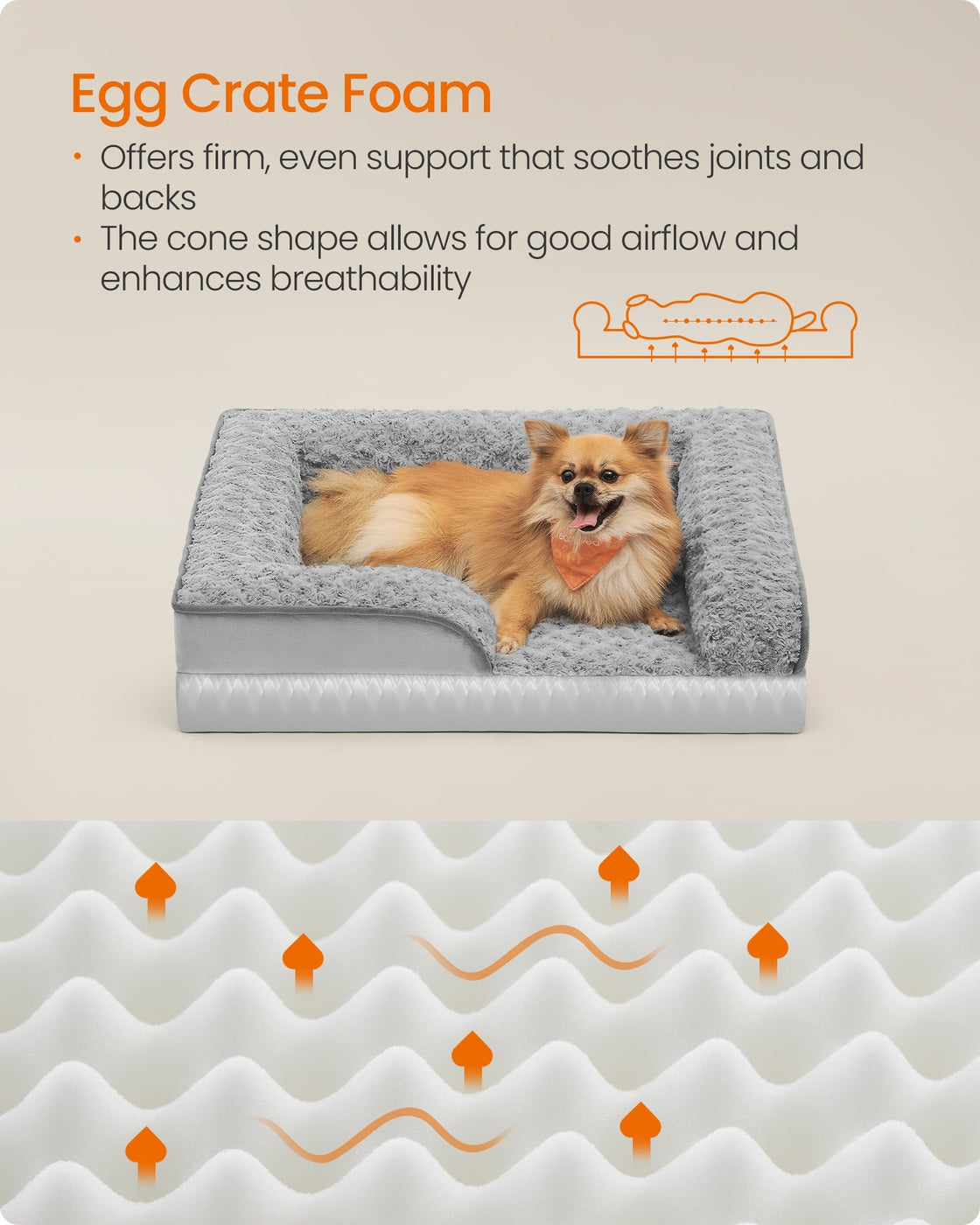 Memory Foam Dog Bed with Sides Dove Grey - image 27