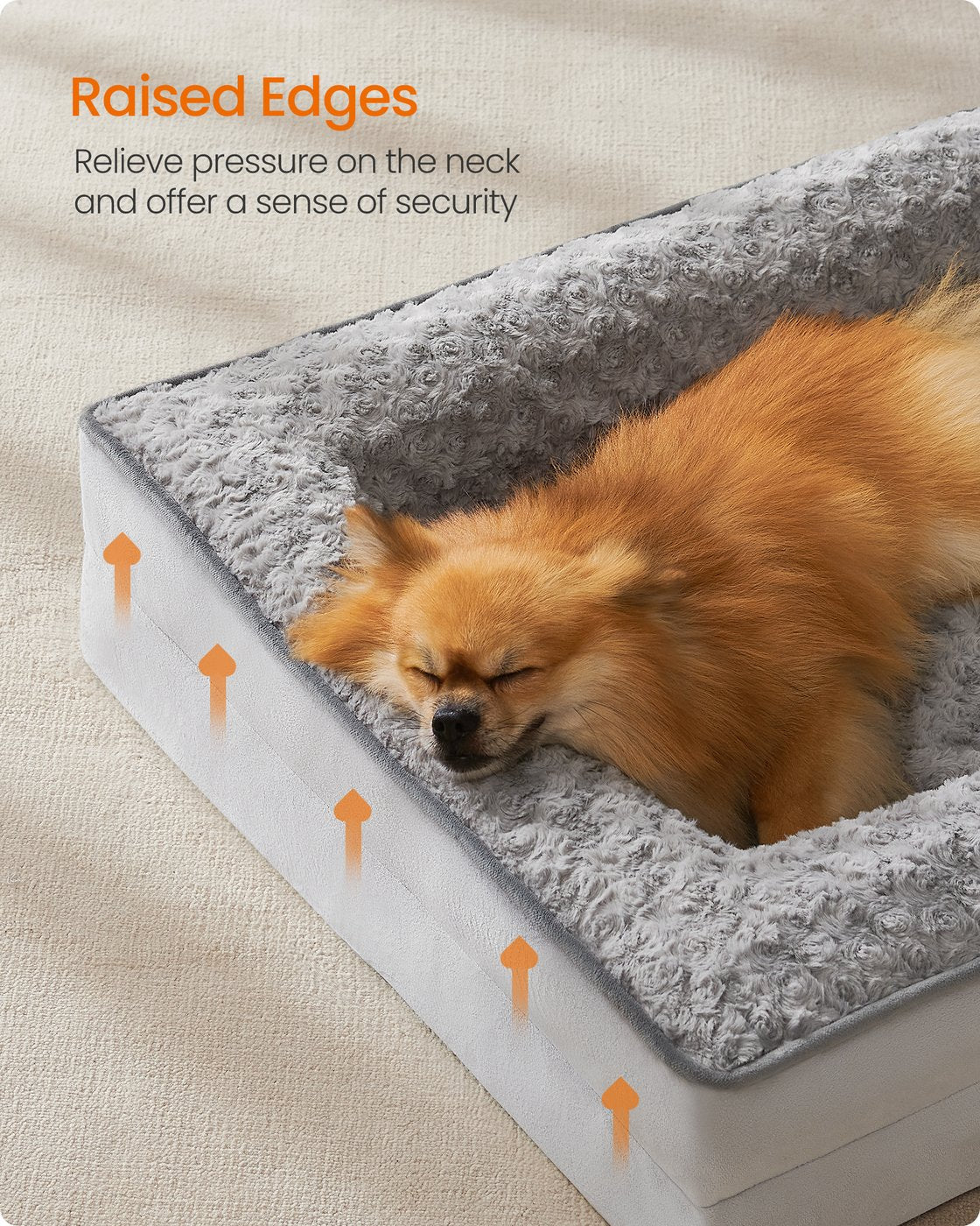 Memory Foam Dog Bed with Sides Dove Grey - image 28