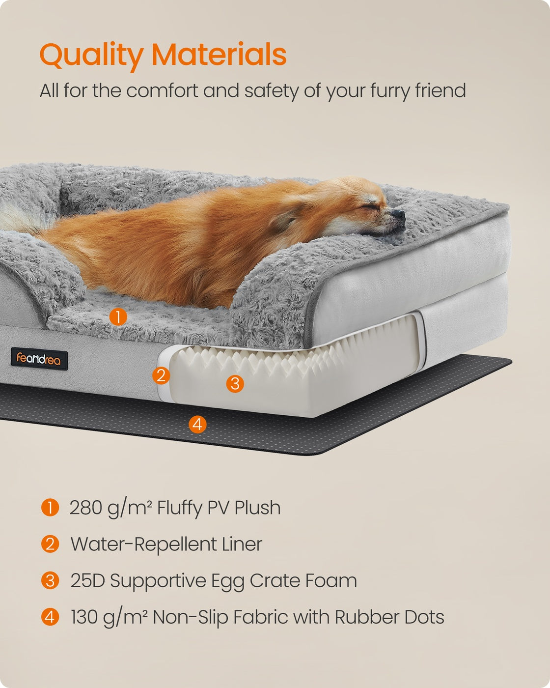 Memory Foam Dog Bed with Sides Dove Grey - image 29
