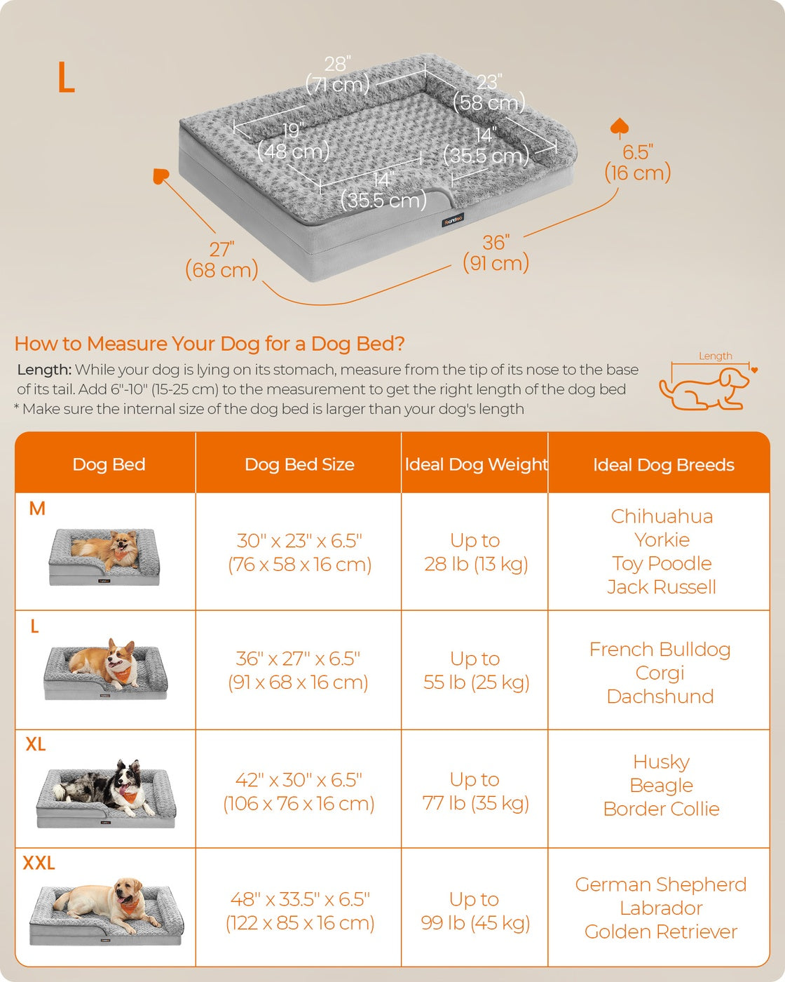 Memory Foam Dog Bed with Sides Dove Grey - image 36