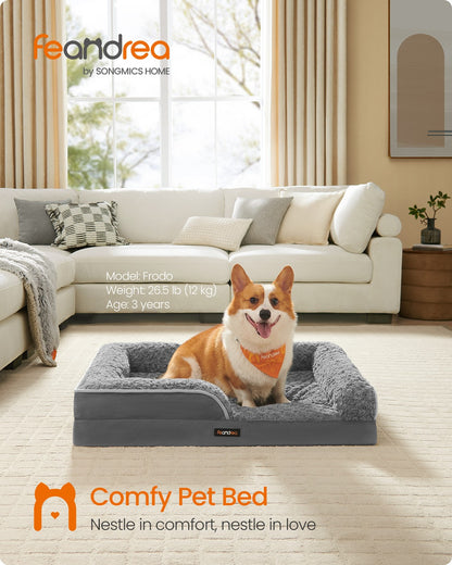 Memory Foam Dog Bed with Sides Dove Grey - image 38