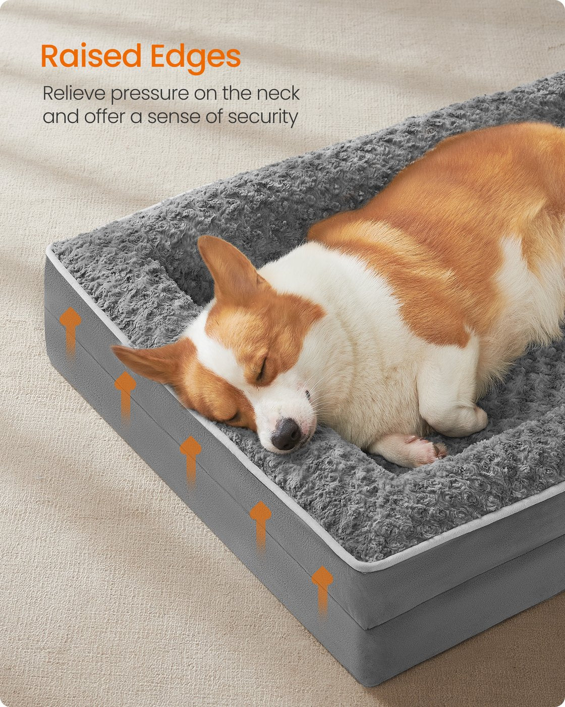 Memory Foam Dog Bed with Sides Dove Grey - image 40