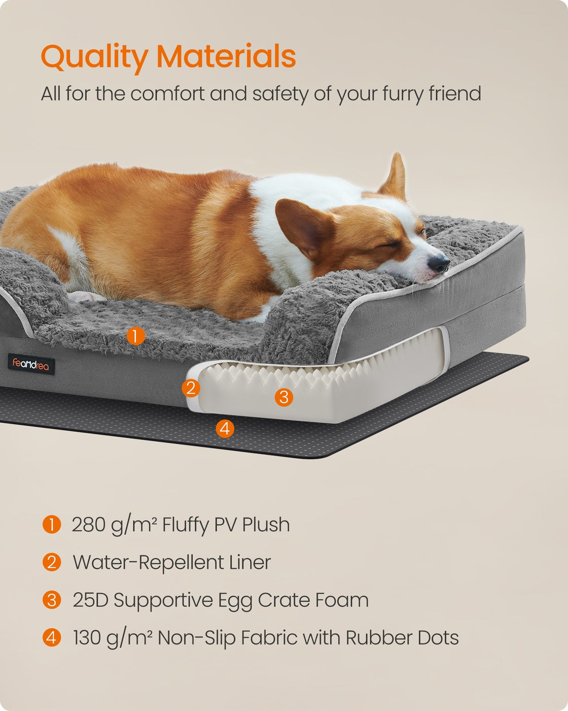 Memory Foam Dog Bed with Sides Dove Grey - image 41