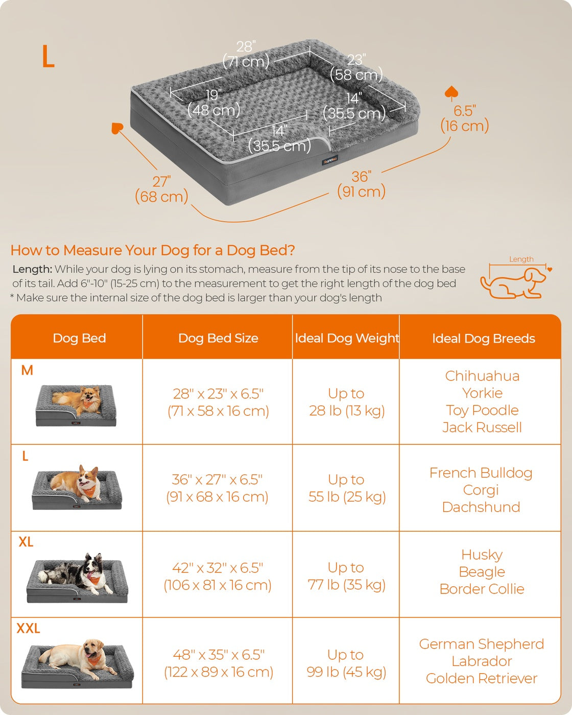 Memory Foam Dog Bed with Sides Dove Grey - image 42