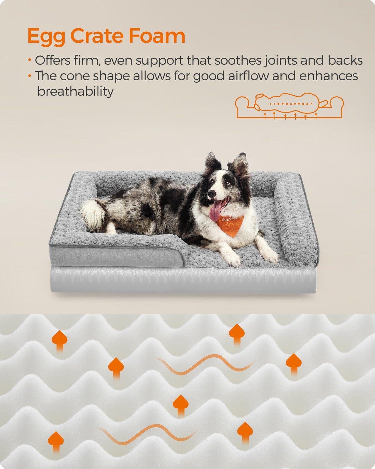Memory Foam Dog Bed with Sides Dove Grey - image 3
