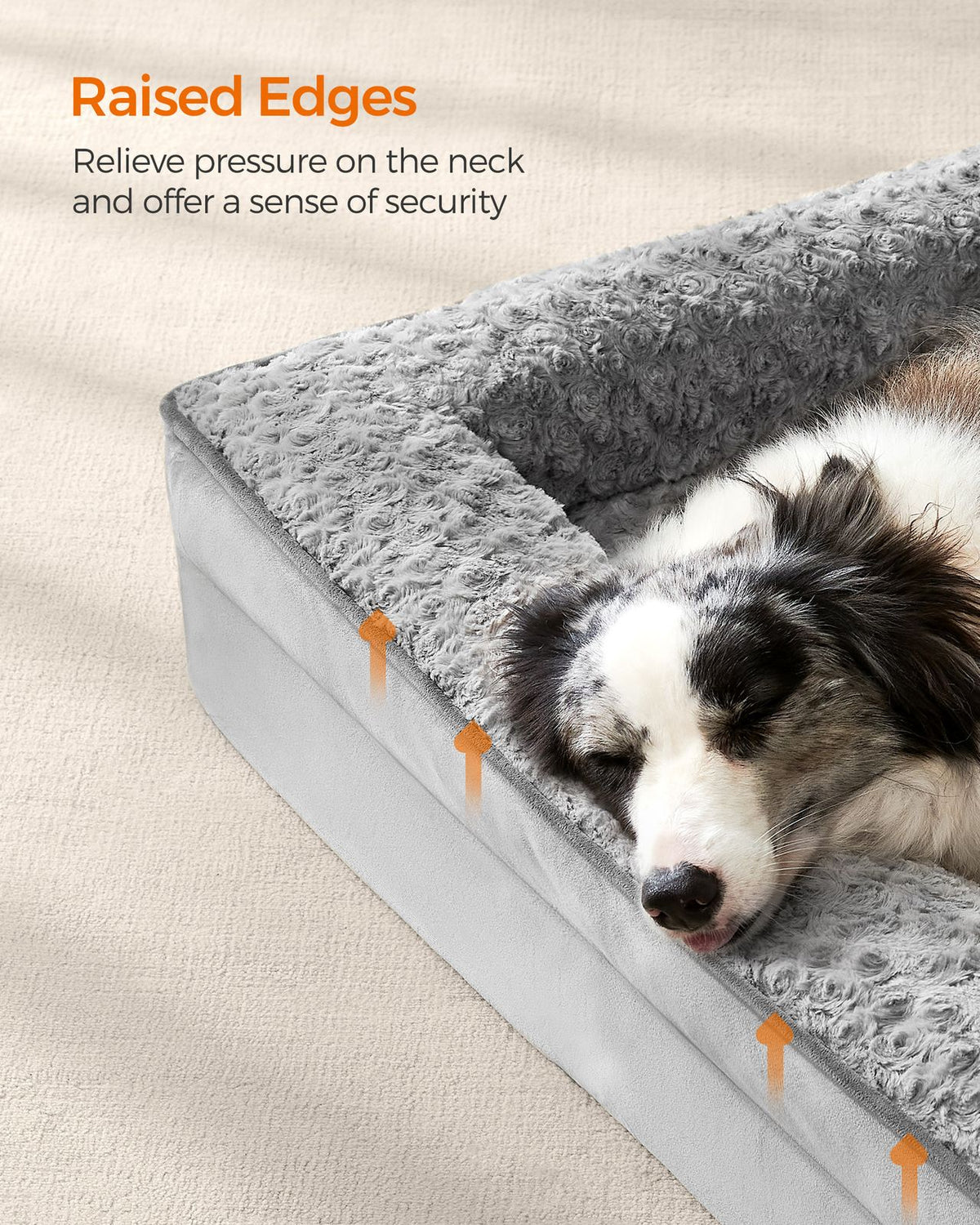 Memory Foam Dog Bed with Sides Dove Grey - image 4