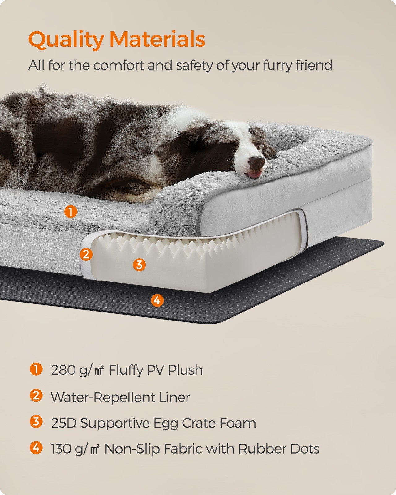 Memory Foam Dog Bed with Sides Dove Grey - image 5