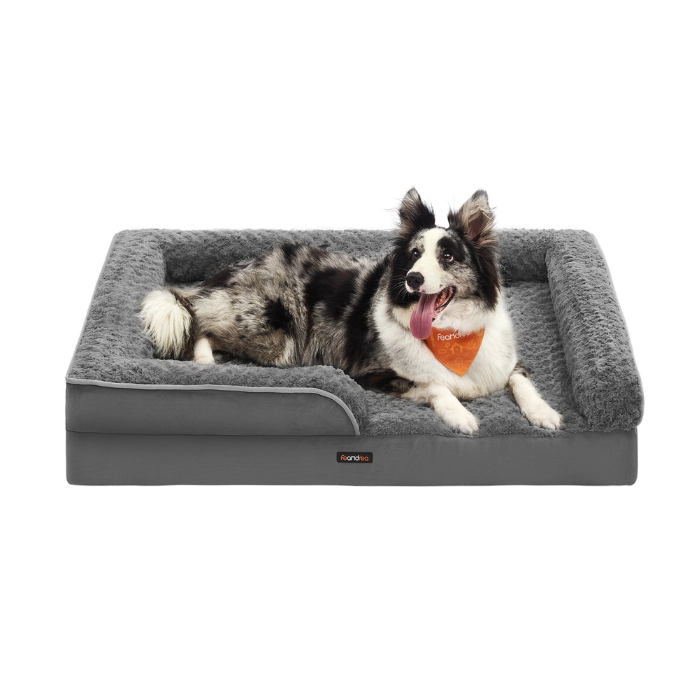 Memory Foam Dog Bed with Sides Dove Grey - image 7