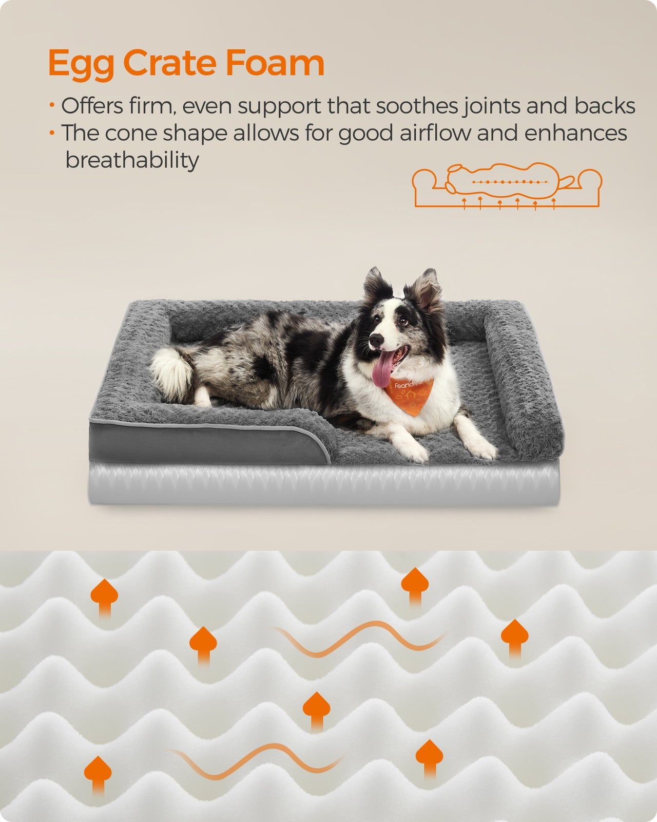 Memory Foam Dog Bed with Sides Dove Grey - image 9