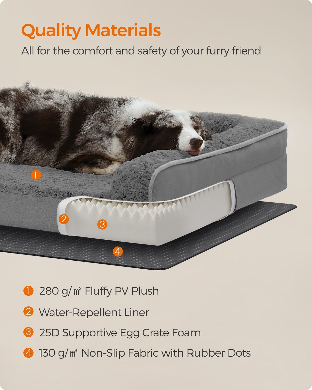 Memory Foam Dog Bed with Sides Dove Grey - image 11