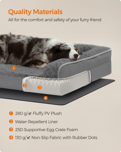 Memory Foam Dog Bed with Sides Dove Grey - image 11