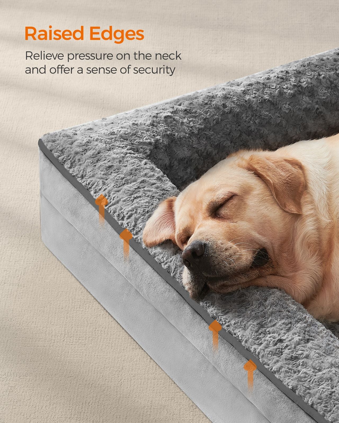 Memory Foam Dog Bed with Sides Dove Grey - image 16
