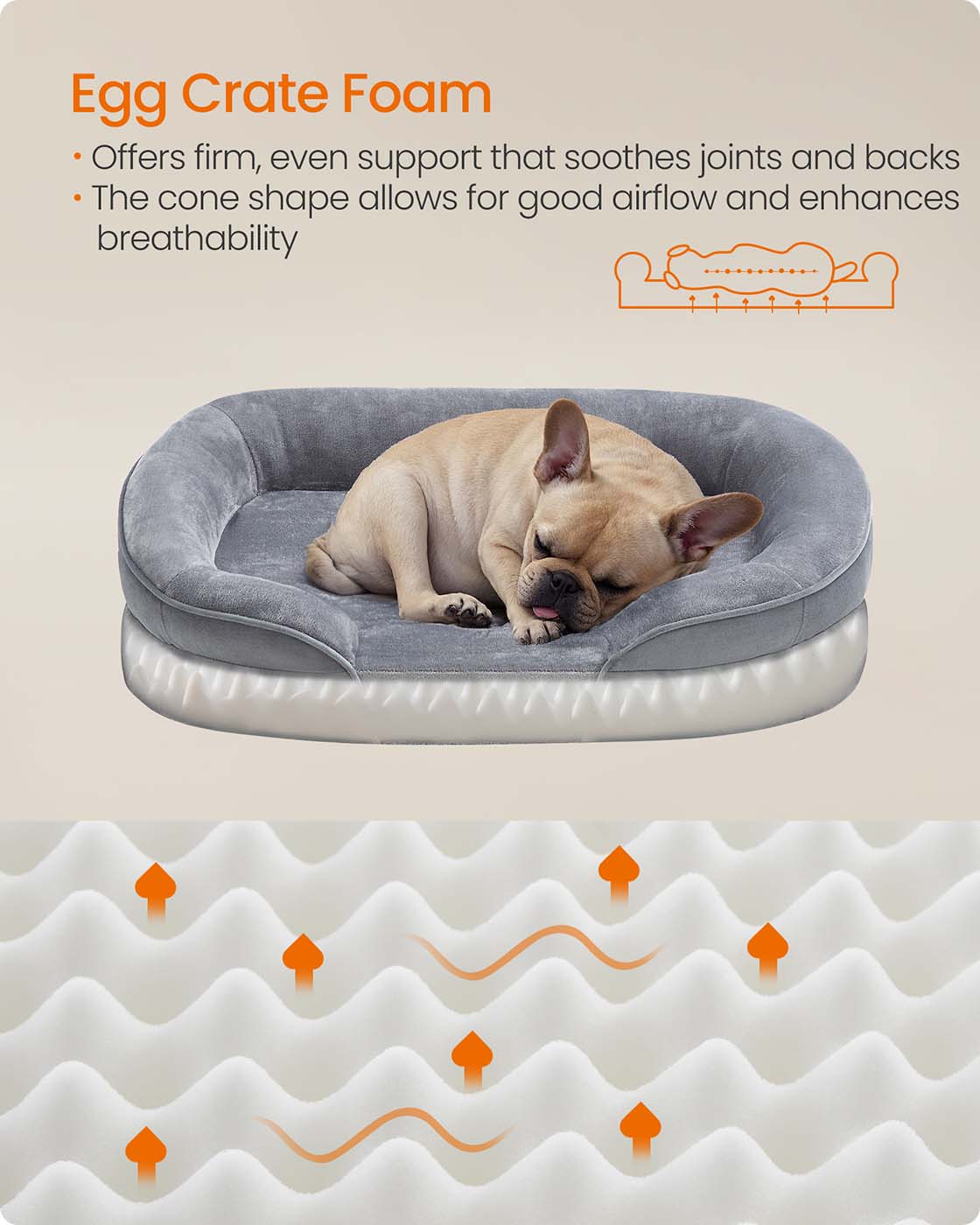 Dog Bed Orthopaedic Dog Sofa 91 x 68 x 18 cm Light Grey - image 15