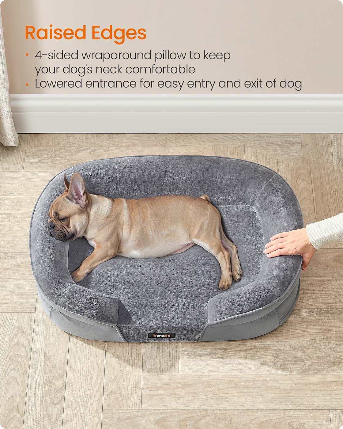 Dog Bed Orthopaedic Dog Sofa 91 x 68 x 18 cm Light Grey - image 16