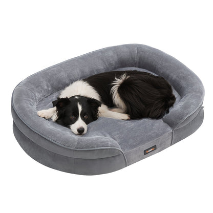 Dog Bed Orthopaedic Dog Sofa 91 x 68 x 18 cm Light Grey - image 1