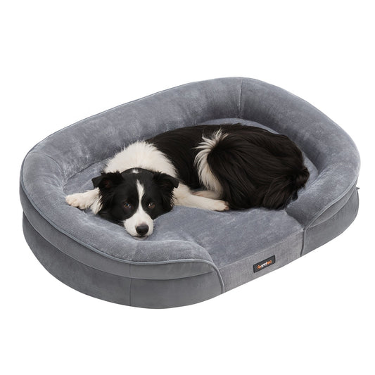 Dog Bed Orthopaedic Dog Sofa 91 x 68 x 18 cm Light Grey - image 1