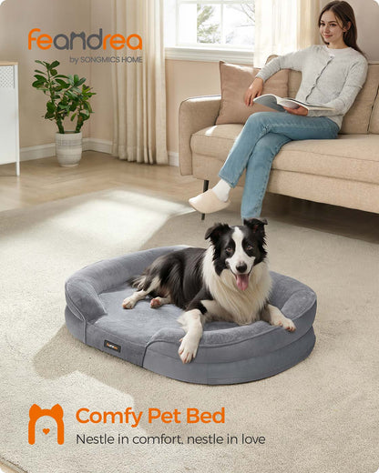 Dog Bed Orthopaedic Dog Sofa 91 x 68 x 18 cm Light Grey - image 2