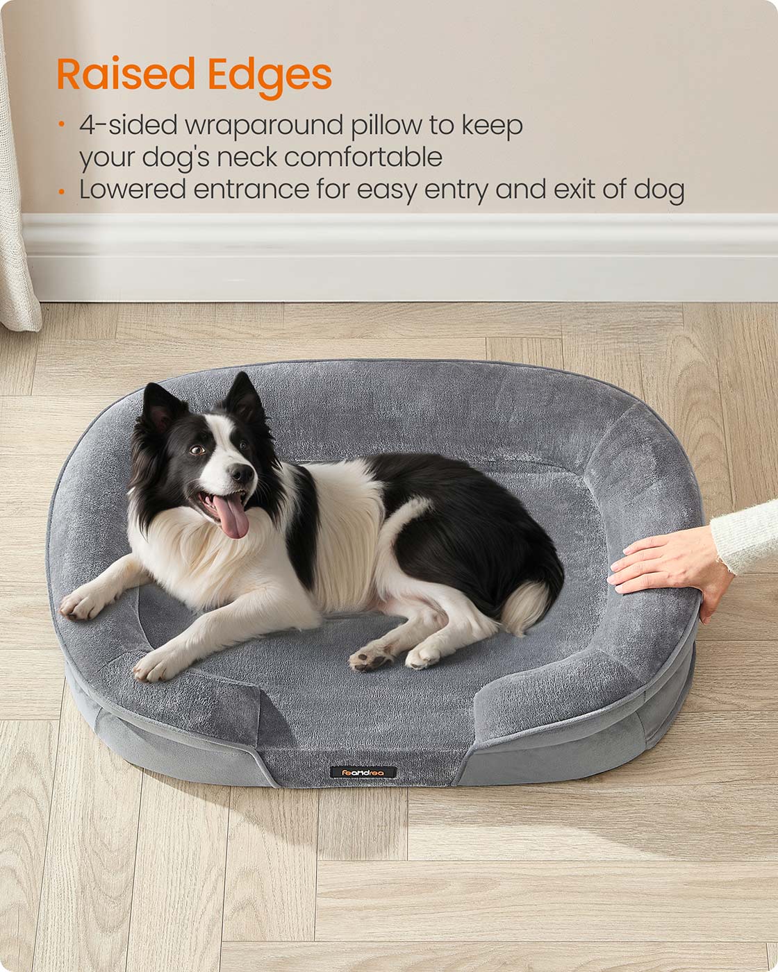 Dog Bed Orthopaedic Dog Sofa 91 x 68 x 18 cm Light Grey - image 4