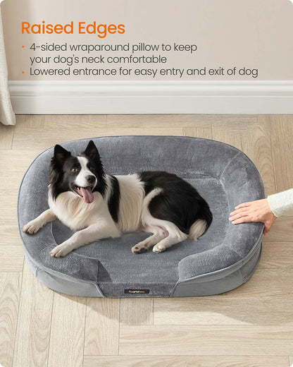 Dog Bed Orthopaedic Dog Sofa 91 x 68 x 18 cm Light Grey - image 4