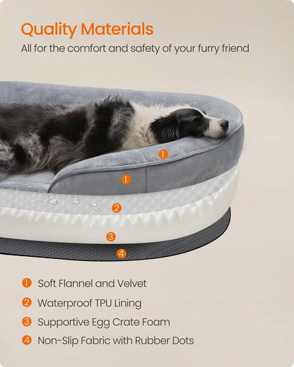 Dog Bed Orthopaedic Dog Sofa 91 x 68 x 18 cm Light Grey - image 5