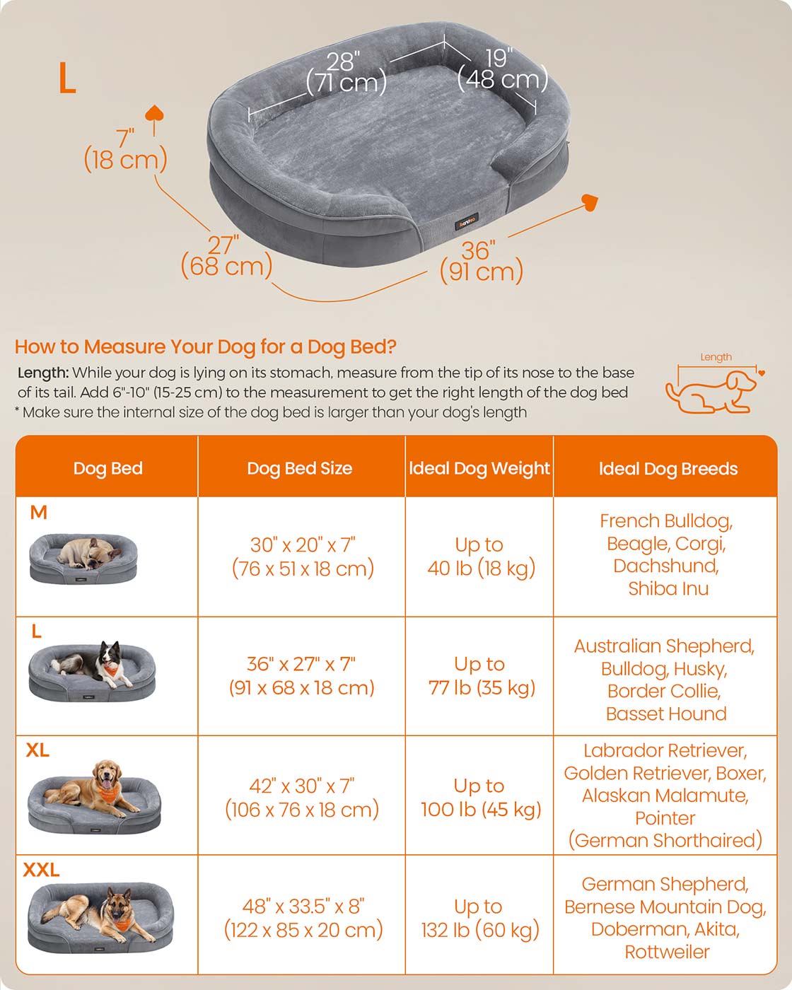 Dog Bed Orthopaedic Dog Sofa 91 x 68 x 18 cm Light Grey - image 6