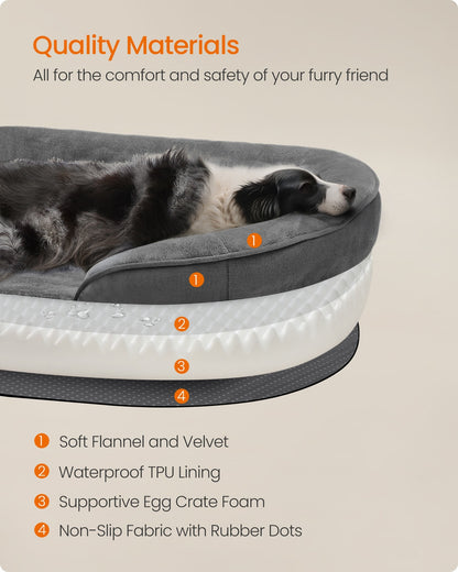 Dog Bed Orthopaedic Dog Sofa 91 x 68 x 18 cm Light Grey - image 29
