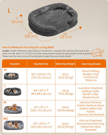 Dog Bed Orthopaedic Dog Sofa 91 x 68 x 18 cm Light Grey - image 30