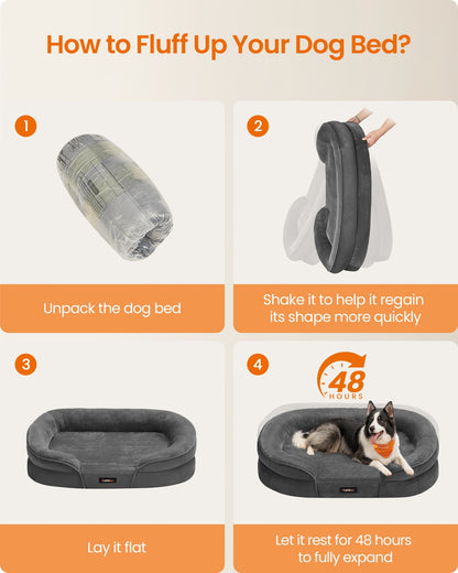 Dog Bed Orthopaedic Dog Sofa 91 x 68 x 18 cm Light Grey - image 31