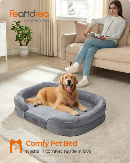Dog Bed Orthopaedic Dog Sofa 91 x 68 x 18 cm Light Grey - image 8