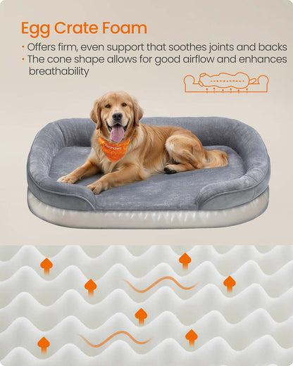 Dog Bed Orthopaedic Dog Sofa 106 x 76 x 18 cm Light Grey - image 3