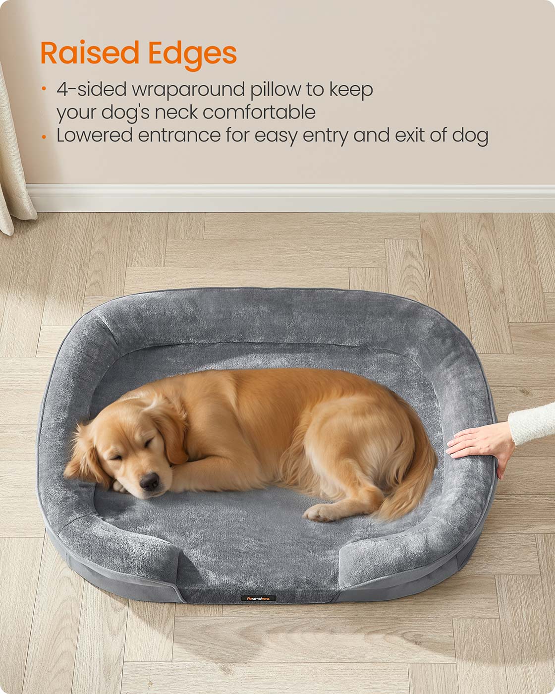 Dog Bed Orthopaedic Dog Sofa 91 x 68 x 18 cm Light Grey - image 10